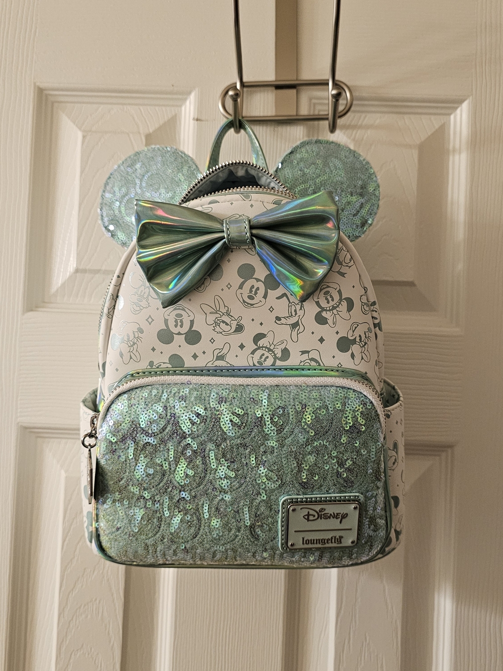 Loungefly Disney Minnie Sequin Ear Mini Backpack - Mint Green Iridescent